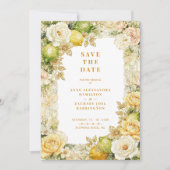 Photo Luxury Mediterranean Lemons & Flowers Save The Date (Vorderseite)