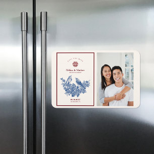 Photo Magpie Floral Chinesische Hochzeit Save the  Magnet