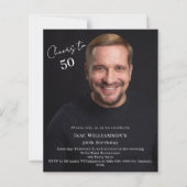 Photo man cheers birthday invitation (Vorderseite)