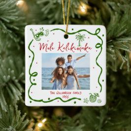 Photo Mele Kalikimaka Red Green Doodles Christmas Keramikornament