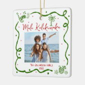Photo Mele Kalikimaka Red Green Doodles Christmas Keramikornament (Links)