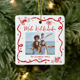Photo Mele Kalikimaka Red Hand Drawn Christmas Fun Keramikornament