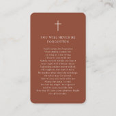 Photo Memorial Cream Terracotta Prayer Card Visitenkarte (Rückseite)