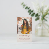 Photo Memorial Cream Terracotta Prayer Card Visitenkarte (Stehend Vorderseite)