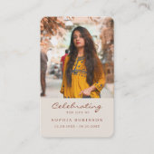 Photo Memorial Cream Terracotta Prayer Card Visitenkarte (Vorderseite)