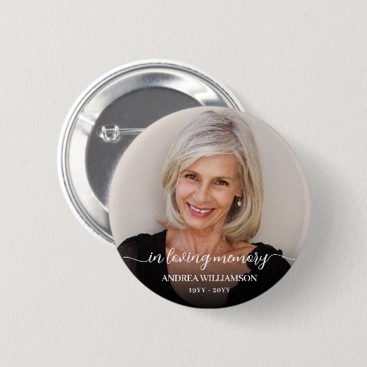 Photo Memorial Tribute In Loving Memory  Button (Vorne & Hinten)