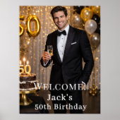 Photo men guys welcome birthday party poster (Vorne)