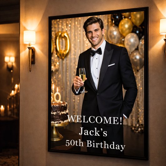 Photo men guys welcome birthday party poster