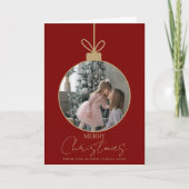 photo Merry Christmas bauble Photo Card Karte (Vorderseite)