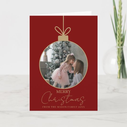 photo Merry Christmas bauble Photo Card Karte (Vorderseite)