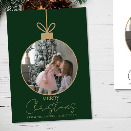 photo Merry Christmas bauble Photo Card Karte
