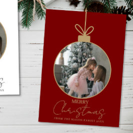 photo Merry Christmas bauble Photo Card Karte
