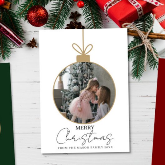 photo Merry Christmas bauble Photo Card Karte
