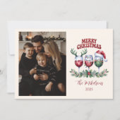 Photo Merry Wine Christmas Feiertagskarte (Vorderseite)