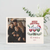 Photo Merry Wine Christmas Feiertagskarte (Stehend Vorderseite)