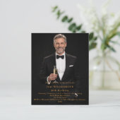 Photo milestone birthday gold invitation (Stehend Vorderseite)