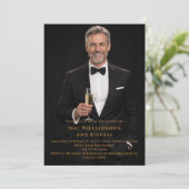 Photo milestone gold birthday einladung (Stehend Vorderseite)