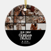 Photo Minimalist First Christmas Engaged Keramik Ornament (Vorne)
