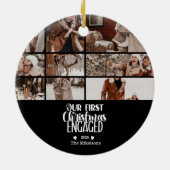 Photo Minimalist First Christmas Engaged Keramik Ornament (Hinten)