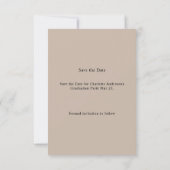 Photo mocha beige Graduation party Save the Date (Rückseite)