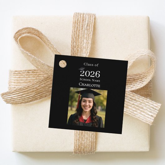 Photo modern black Graduation Party DIY Geschenkanhänger