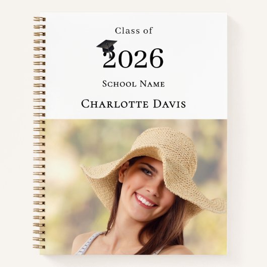  Photo Modern Senior Graduate Class of 2026 Notizblock (Vorderseite)