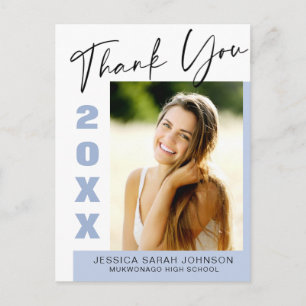 PHOTO Modern Simple Elegant Graduation Thank You Postkarte