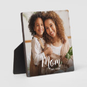 Photo Mom Established Date Black Custom Script Fotoplatte (Vorderseite)