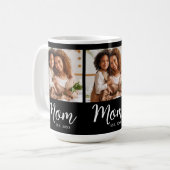 Photo Mom Established Date Black White Script Gift Kaffeetasse (Vorderseite Links)