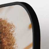 Photo Mom Established Date Fun Script on Black Pickleball Schläger (Linke Seite)