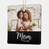 Photo Mom Established Date White Script on Black Keramikornament (Links)