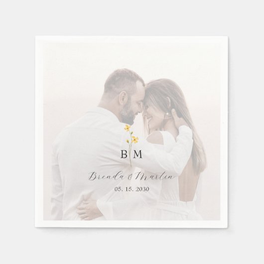 Photo Monogram Wedding Serviette (Vorderseite)