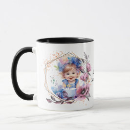 Photo mug with flower frame tasse