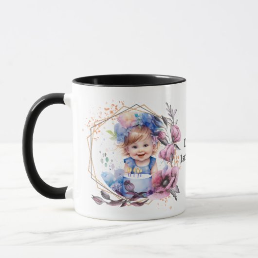 Photo mug with flower frame tasse (Links)