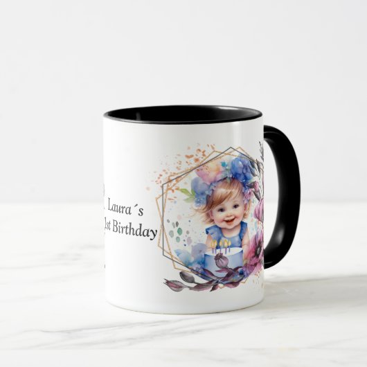 Photo mug with flower frame tasse (VorderseiteRechts)