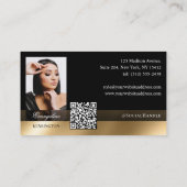 Photo Nail Art Technician Luxe Monogram Black Gold Visitenkarte (Rückseite)