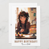*PHOTO NAME Birthday Cake ANIME Girl Einladung (Vorne/Hinten)