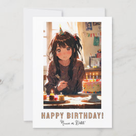 *PHOTO NAME Birthday Cake ANIME Girl  Einladung