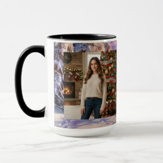Photo Name Winter Scenery Purple Pink Watercolor Tasse