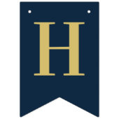 Photo Navy Gold Art Deco Frame Happy Birthday Wimpelkette (Zweite Fahne)