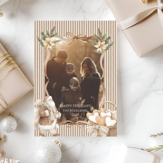 Photo Neutral Poinsettia Christmas Feiertagskarte