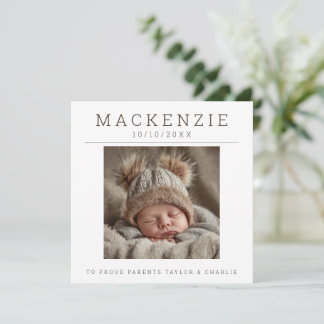 Photo New Baby Photo Personalized 2 sided Mitteilungskarte