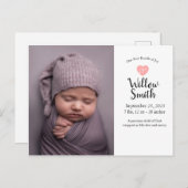 Photo Newborn Baby Announcement Postcard Postkarte (Vorne/Hinten)