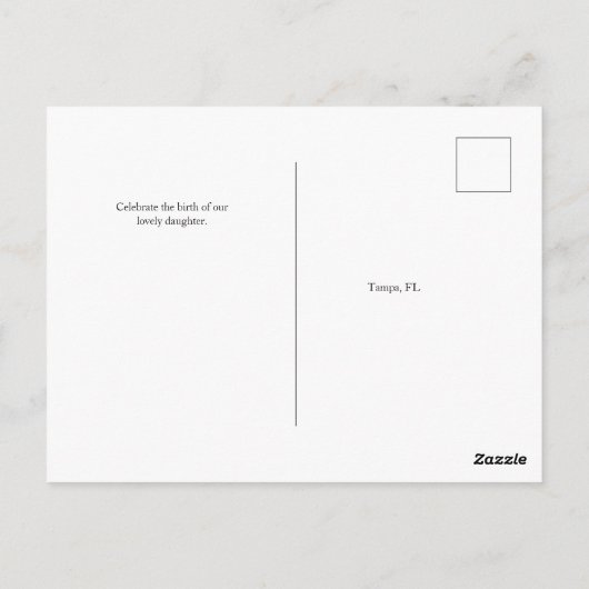 Photo Newborn Baby Announcement Postcard Postkarte (Rückseite)