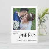 Photo Nothing Fancy Just Love Wedding Reception   Einladung (Stehend Vorderseite)