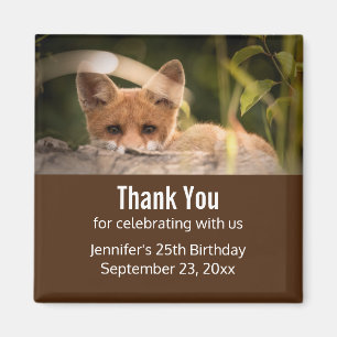 Photo of a Cute Little Orange Fox Birthday Favor Magnet