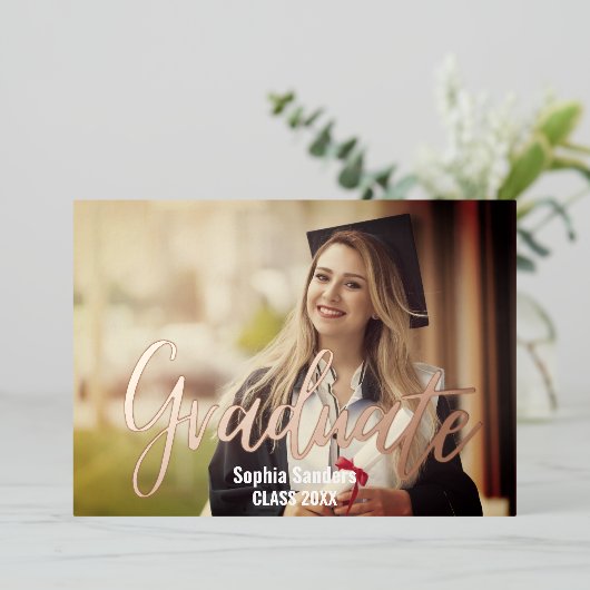 Photo of Graduation with Metallic relief Folieneinladung (Stehend vorne)