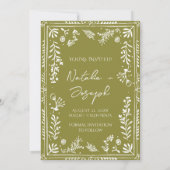 Photo Olive Hand Drawn Floral Garden Save The Date (Rückseite)