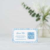 Photo Online RSVP QR Code Blue Seashell Watercolor Begleitkarte (Stehend Vorderseite)