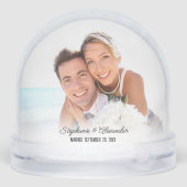 Photo Our First Christmas Elegant Script Newlywed Schneekugeln (Rückseite)